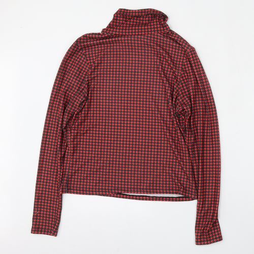 Primark Womens Multicoloured Roll Neck Houndstooth Polyester Pullover Jumper Size 10