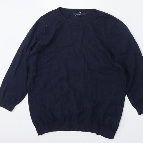 NEXT Womens Blue Round Neck  Cotton Pullover Jumper Size 14