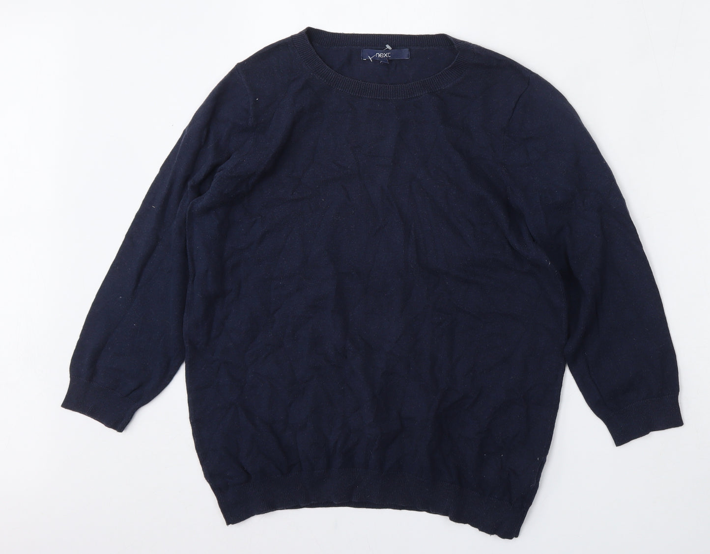 NEXT Womens Blue Round Neck  Cotton Pullover Jumper Size 14