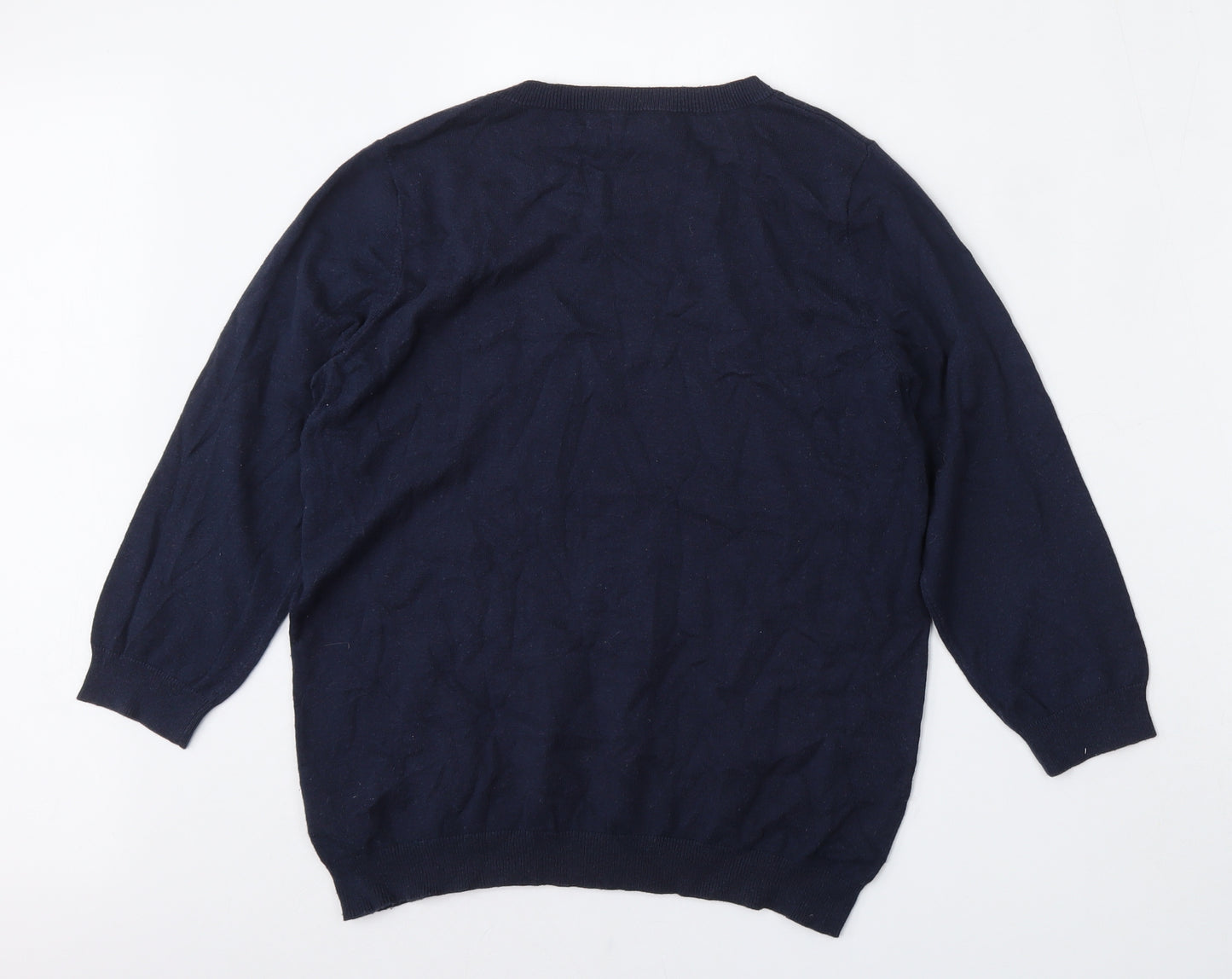 NEXT Womens Blue Round Neck  Cotton Pullover Jumper Size 14