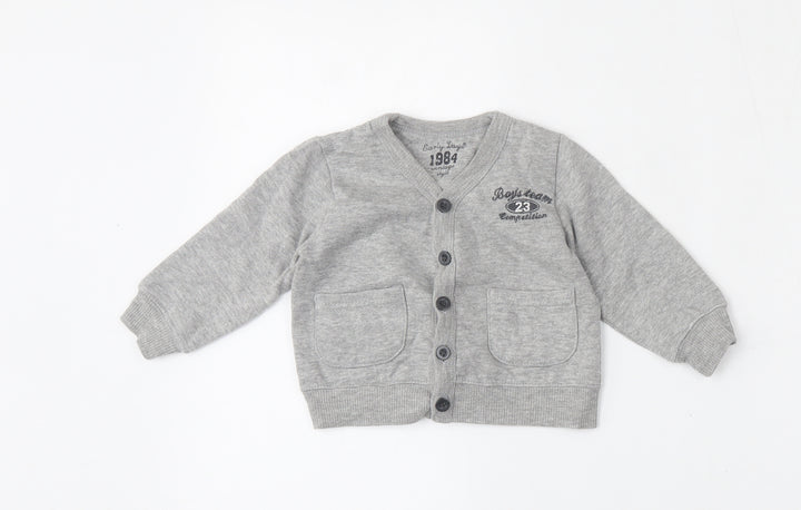 Early Days Baby Grey Cotton Cardigan Jumper Size 6-9 Months Button