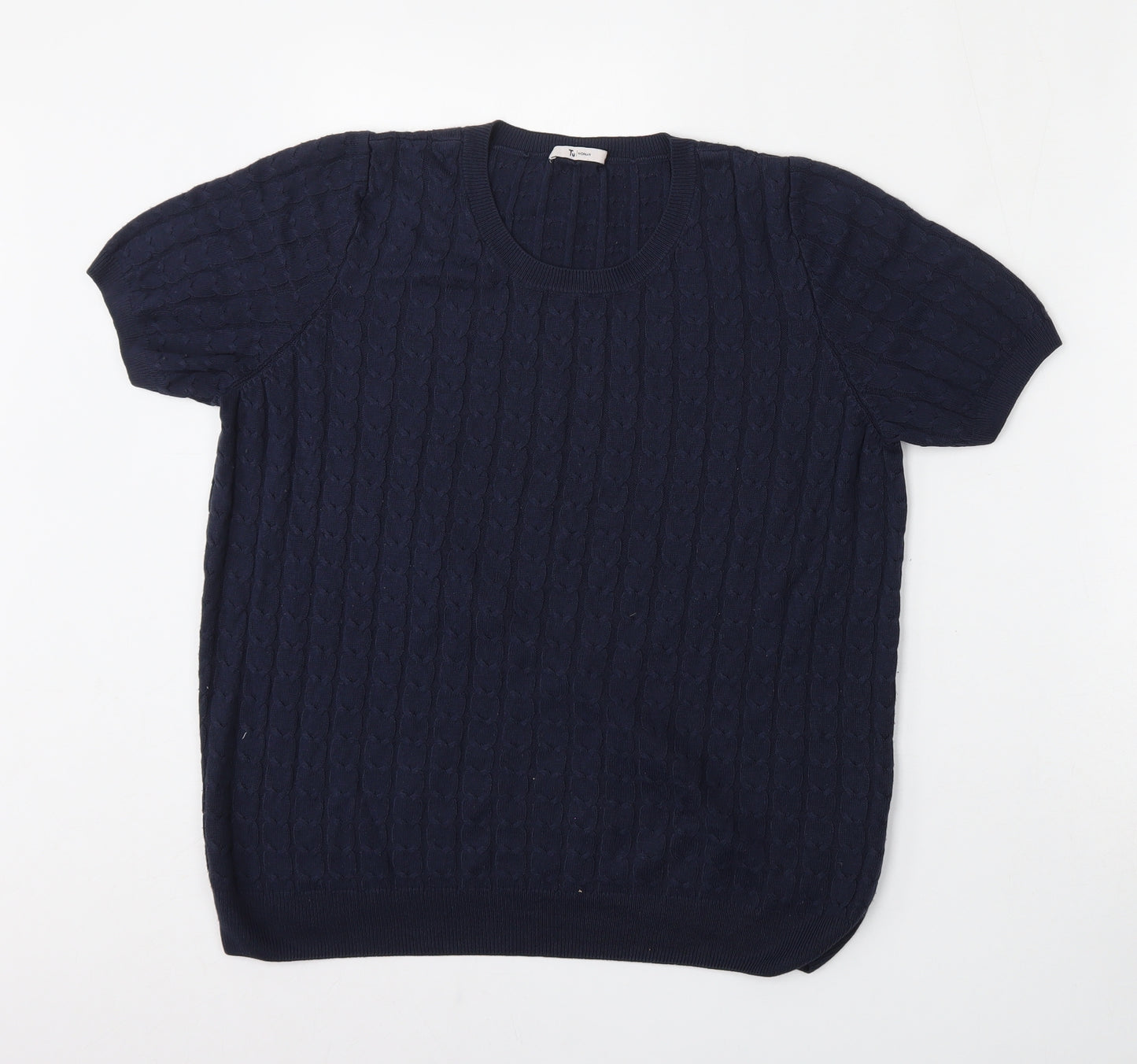 TU Womens Blue Round Neck  Acrylic Pullover Jumper Size 16