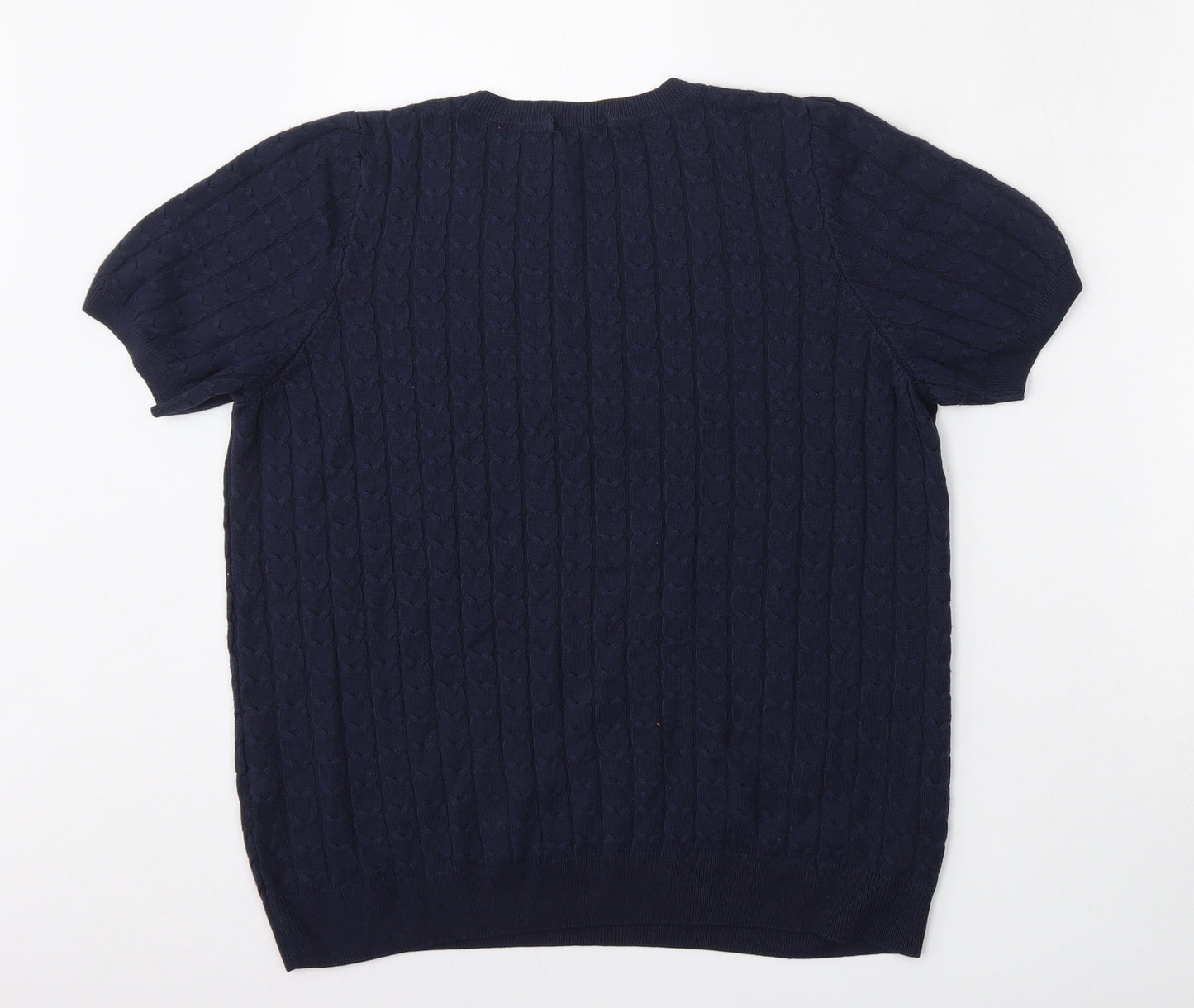 TU Womens Blue Round Neck  Acrylic Pullover Jumper Size 16