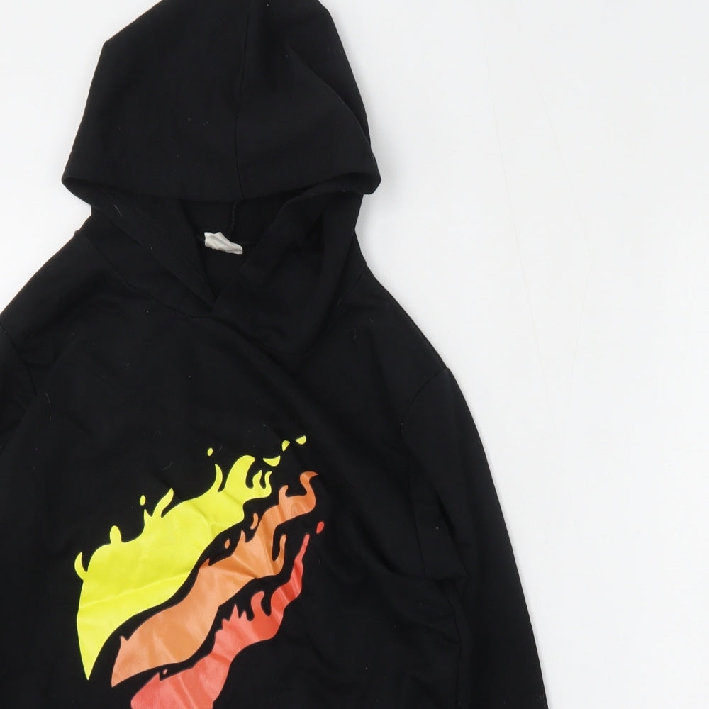 Foanja Boys Black  Cotton Pullover Hoodie Size 11-12 Years