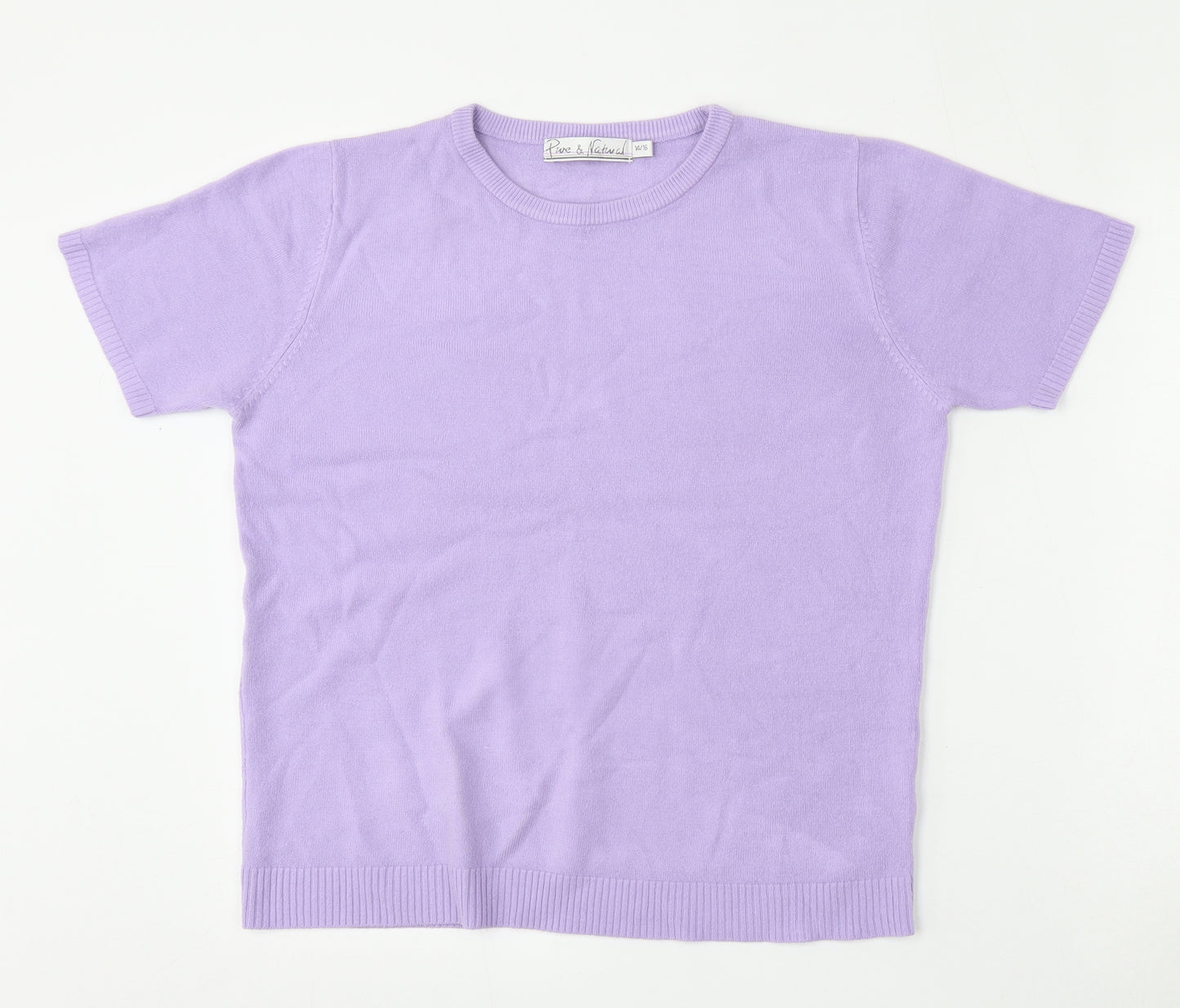 Pure & Natural Womens Purple Round Neck  Acrylic Pullover Jumper Size 14