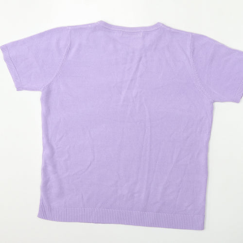 Pure & Natural Womens Purple Round Neck  Acrylic Pullover Jumper Size 14