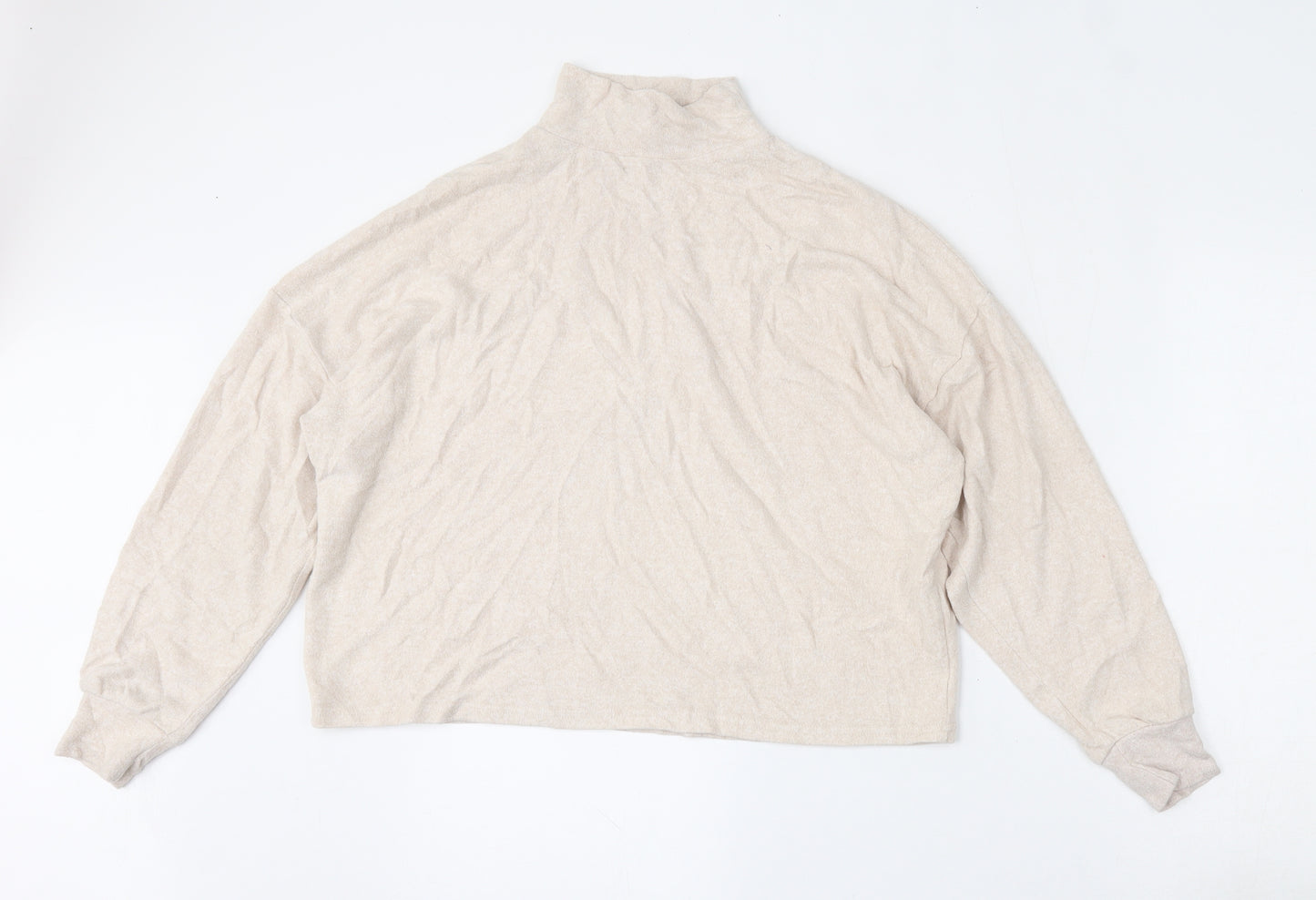 New Look Mens Beige Mock Neck  Viscose Pullover Jumper Size S