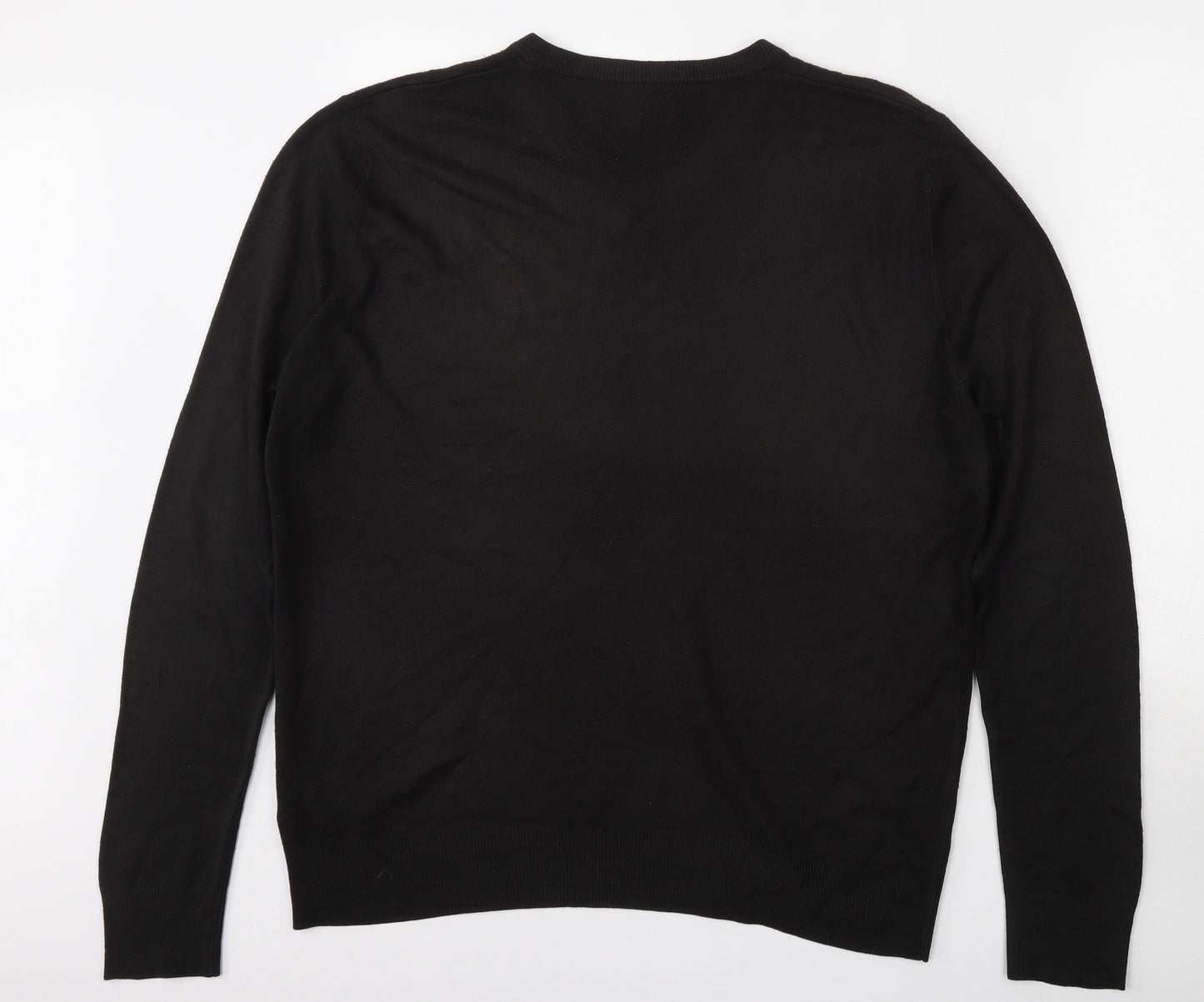 BHS Womens Black V-Neck  Acrylic Pullover Jumper Size L