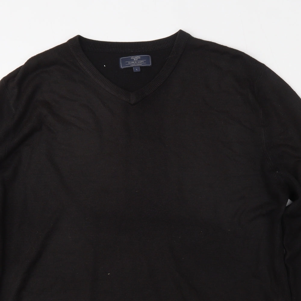 BHS Womens Black V-Neck  Acrylic Pullover Jumper Size L