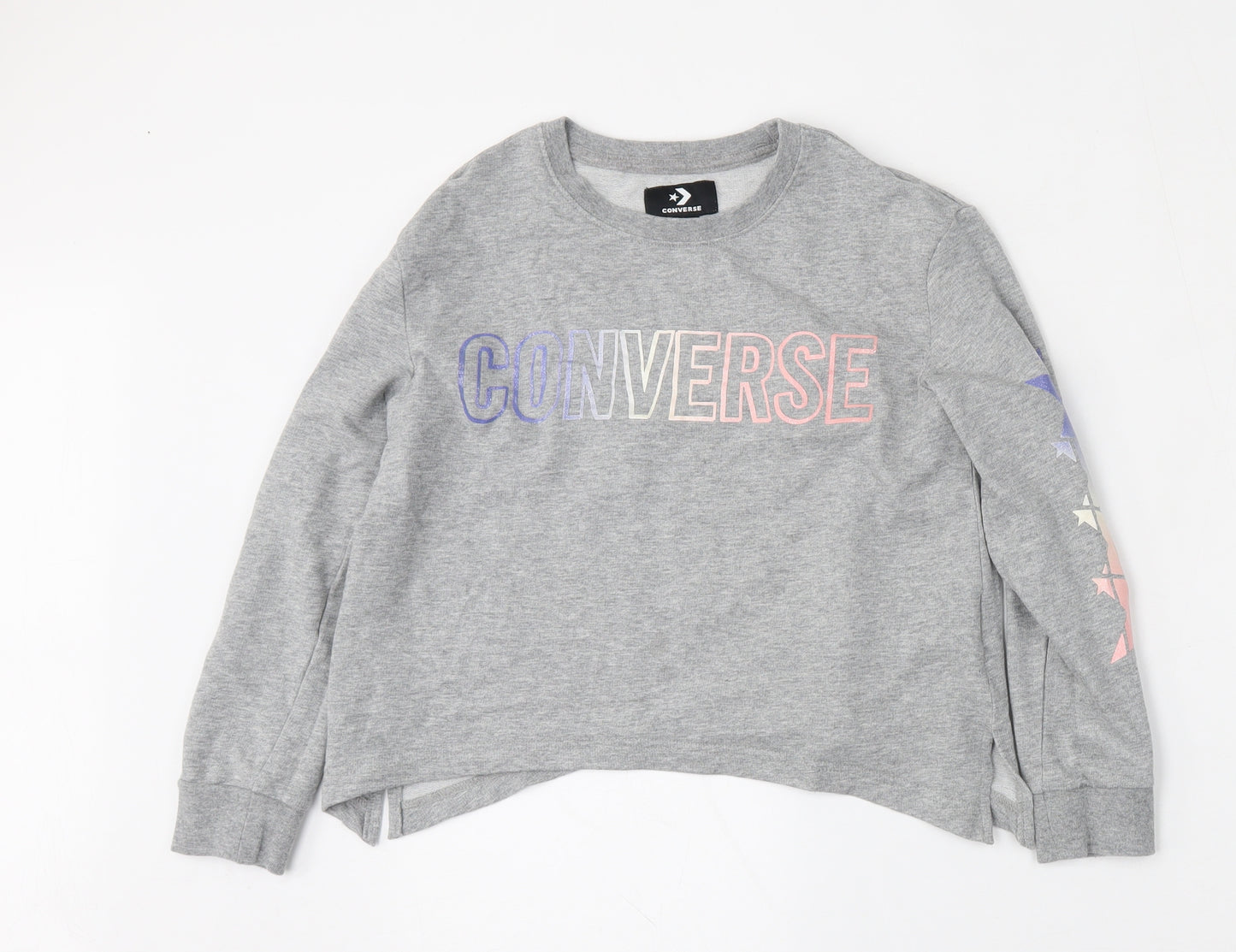 Converse Girls Grey  Cotton Pullover Sweatshirt Size 10-11 Years