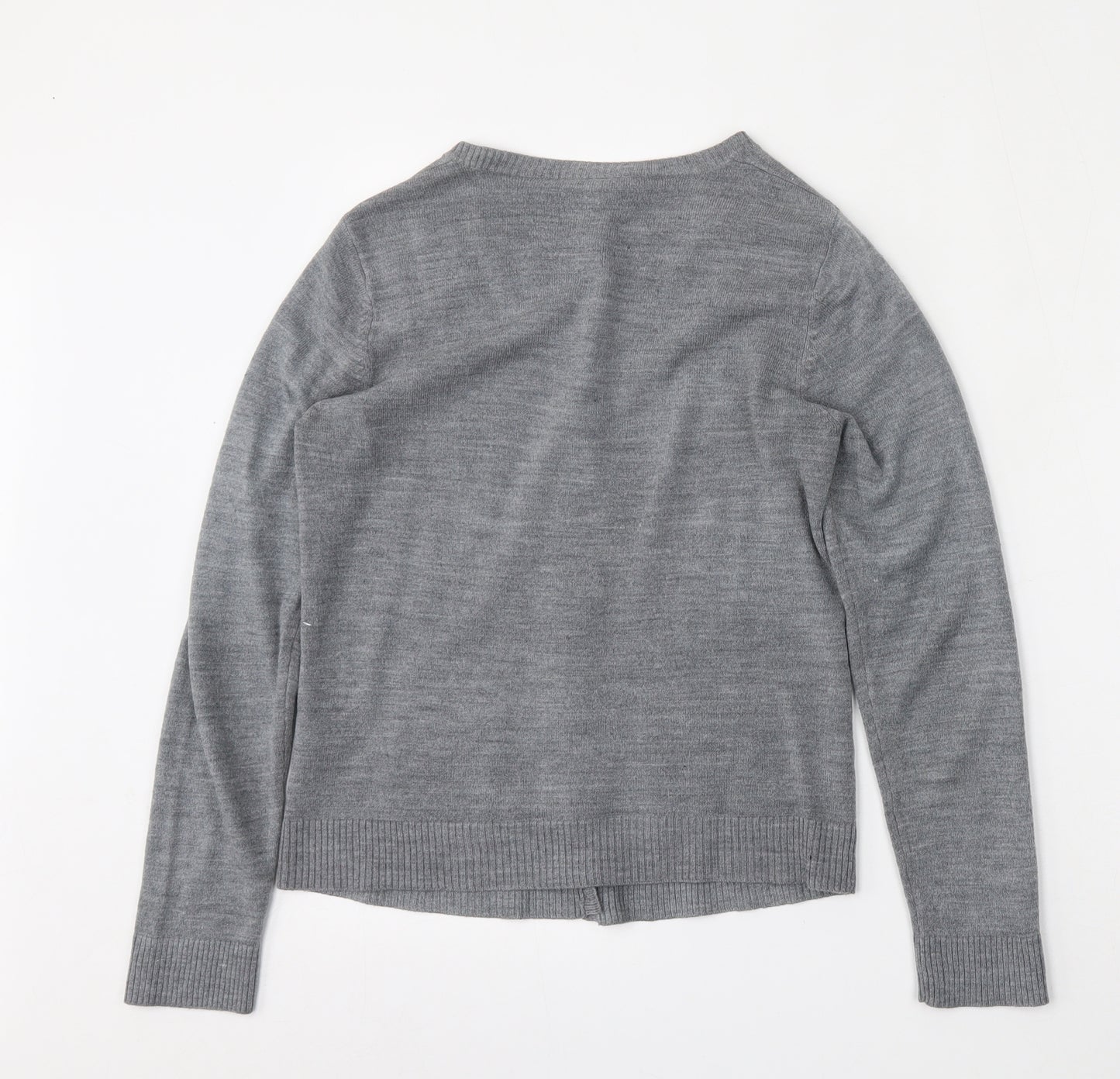 BHS Womens Grey Round Neck  Acrylic Cardigan Jumper Size 8