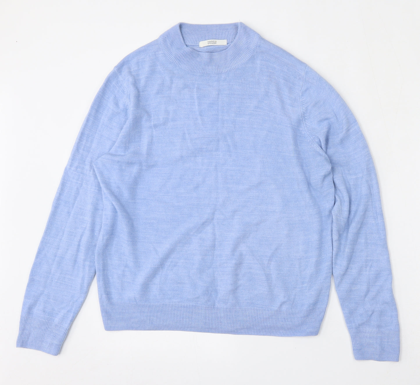 Marks and Spencer Womens Blue Round Neck  Polyester Pullover Jumper Size 14