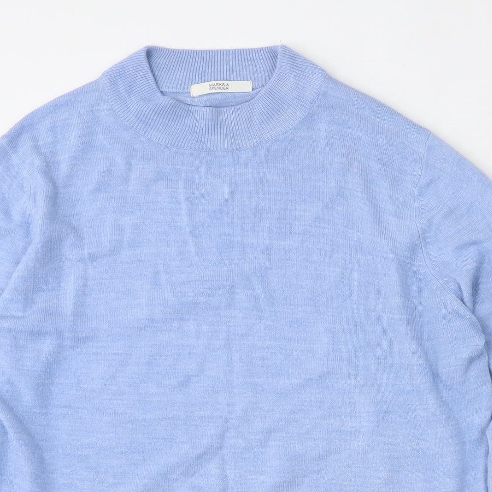 Marks and Spencer Womens Blue Round Neck  Polyester Pullover Jumper Size 14