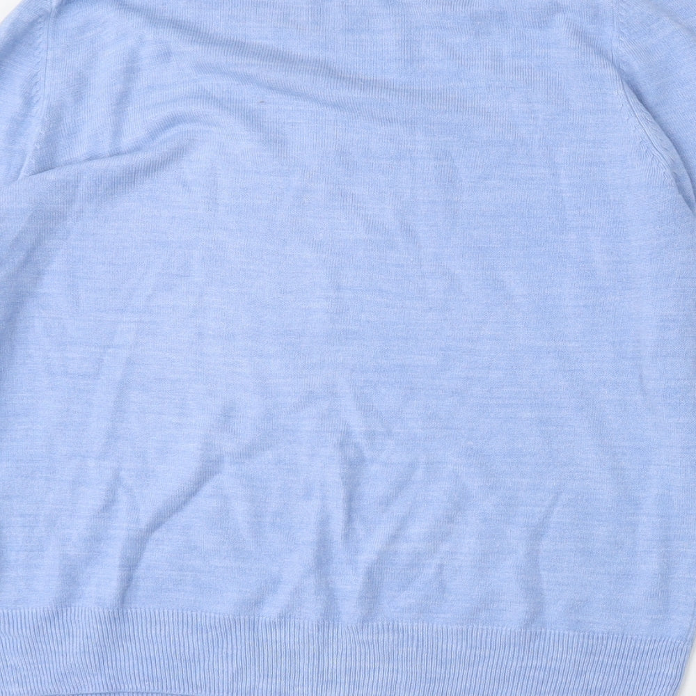 Marks and Spencer Womens Blue Round Neck  Polyester Pullover Jumper Size 14