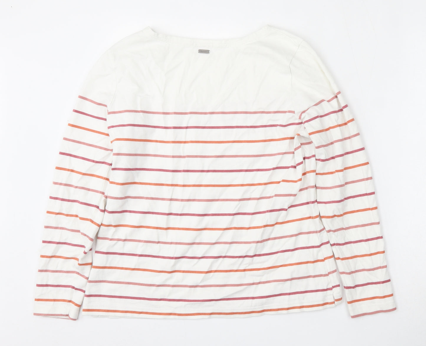 Barbour Womens Multicoloured Striped Cotton Basic T-Shirt Size 14 Round Neck