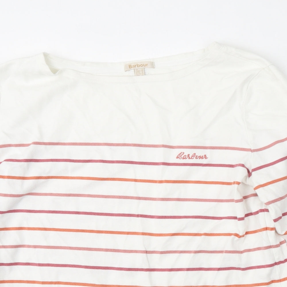 Barbour Womens Multicoloured Striped Cotton Basic T-Shirt Size 14 Round Neck