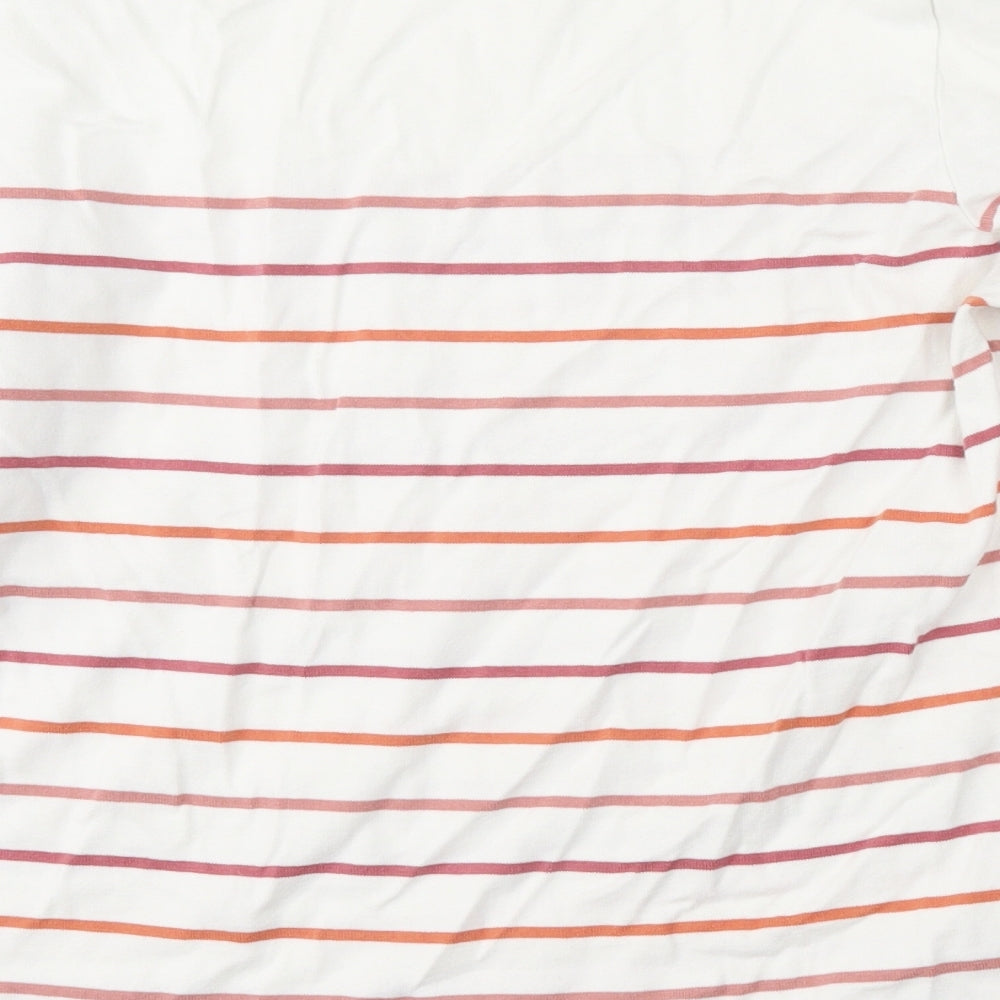 Barbour Womens Multicoloured Striped Cotton Basic T-Shirt Size 14 Round Neck