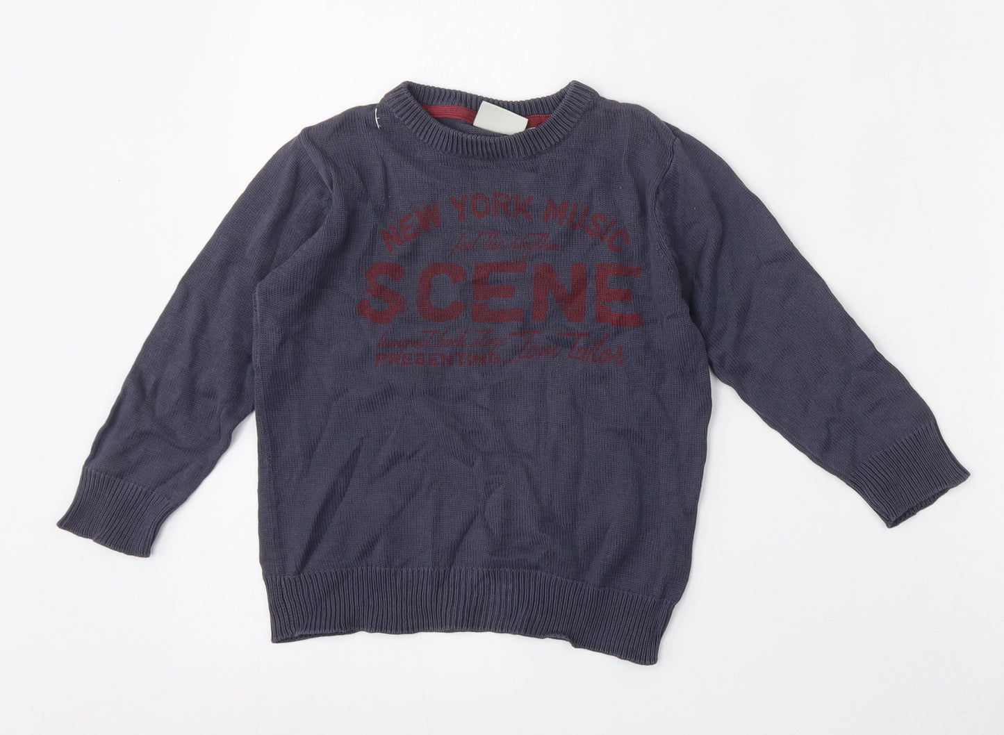 TOM TAILOR Boys Blue Round Neck  Cotton Pullover Jumper Size 3-4 Years