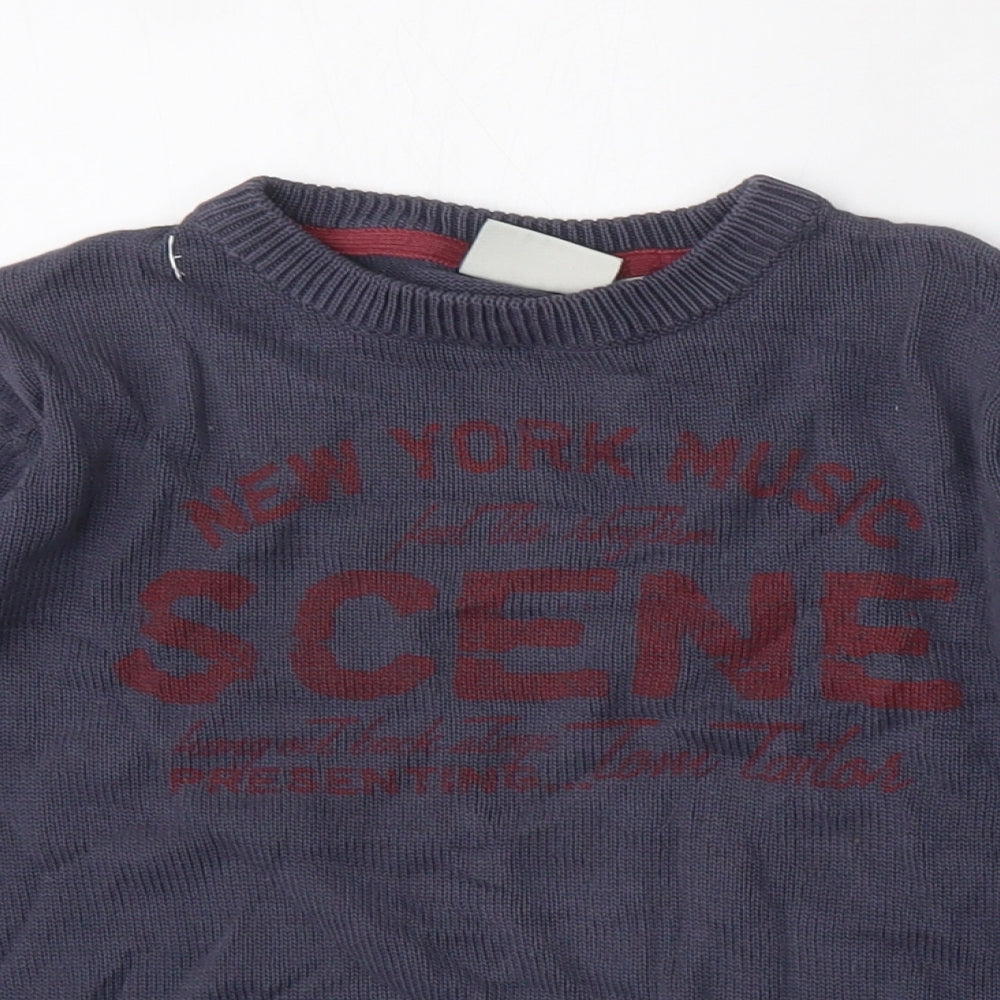 TOM TAILOR Boys Blue Round Neck  Cotton Pullover Jumper Size 3-4 Years