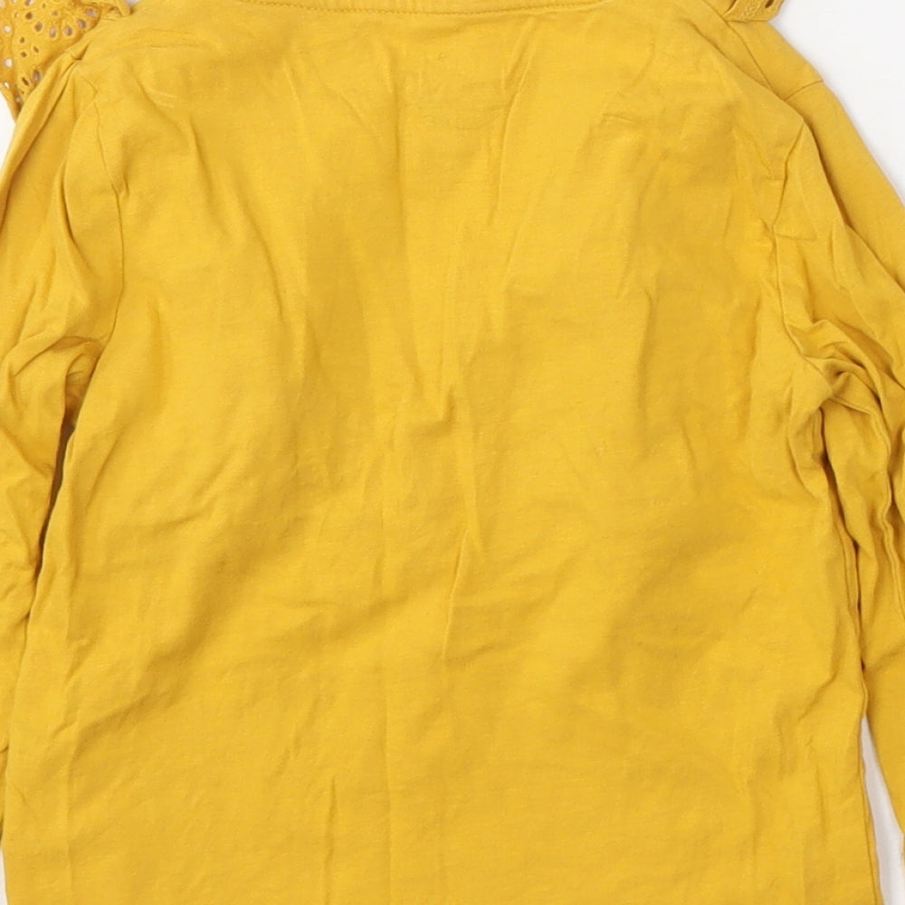 F&F Girls Yellow  Cotton Basic T-Shirt Size 4-5 Years Round Neck