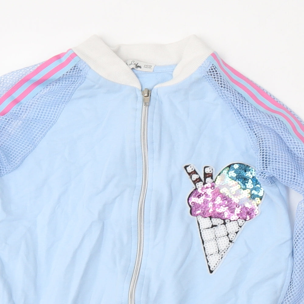 Little Lady Girls Blue   Bomber Jacket Jacket Size 7-8 Years  Zip