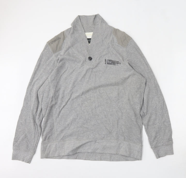 Burton Mens Grey Mock Neck Cotton Pullover Jumper Size XL