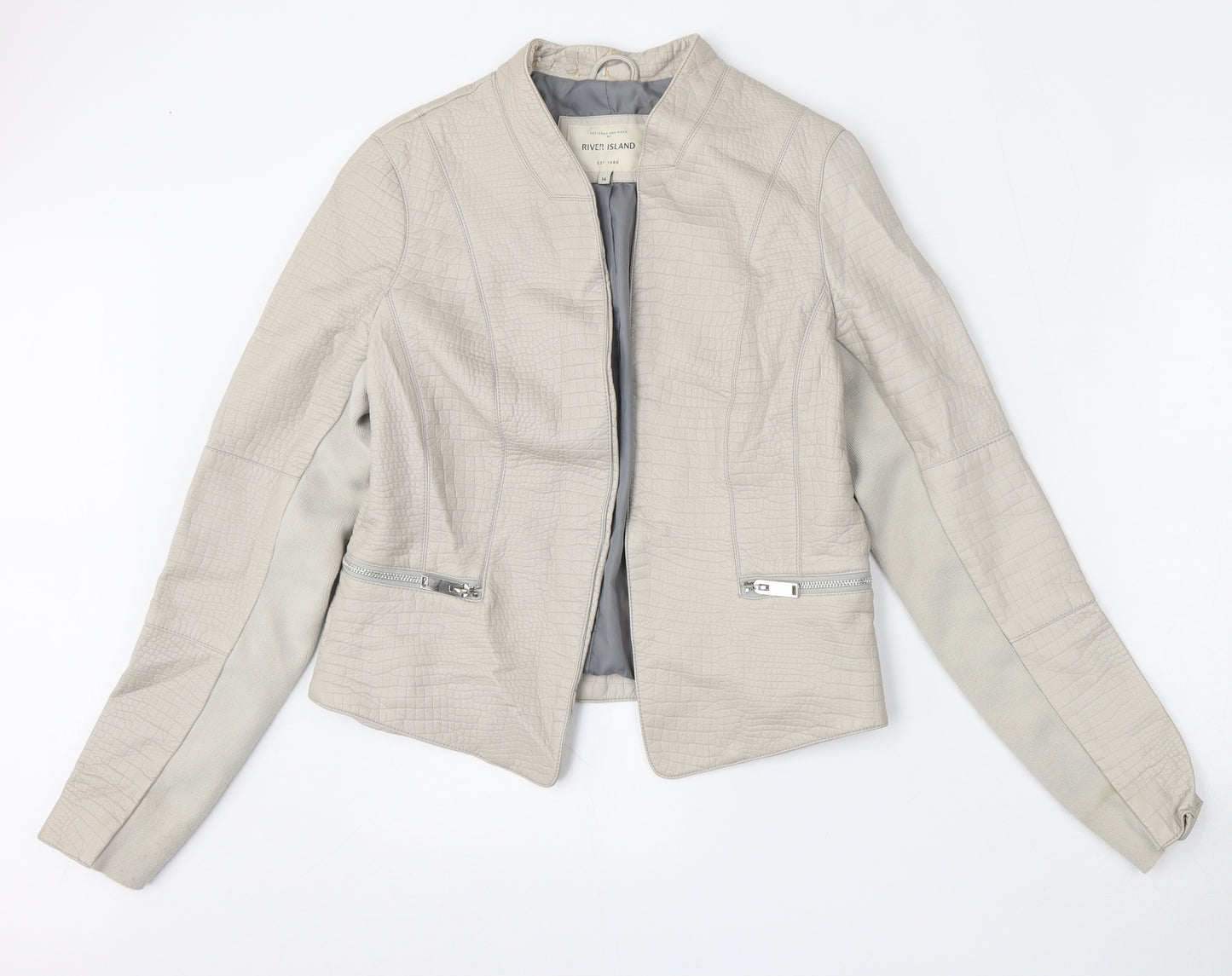 River Island Womens Beige   Jacket  Size 14   - Faux Leather Jacket
