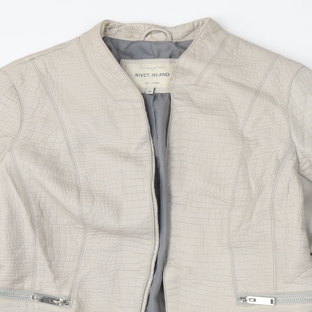 River Island Womens Beige   Jacket  Size 14   - Faux Leather Jacket