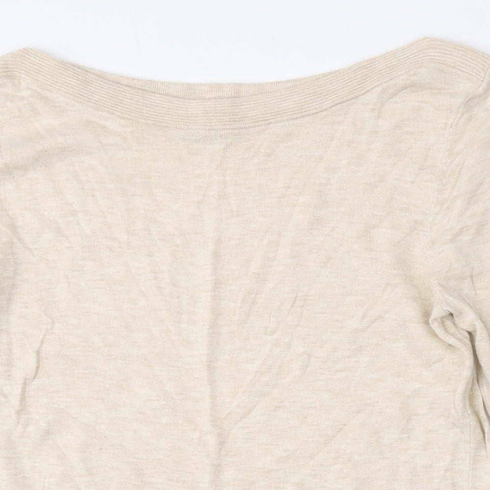 NEXT Womens Beige Boat Neck  Cotton Pullover Jumper Size 12