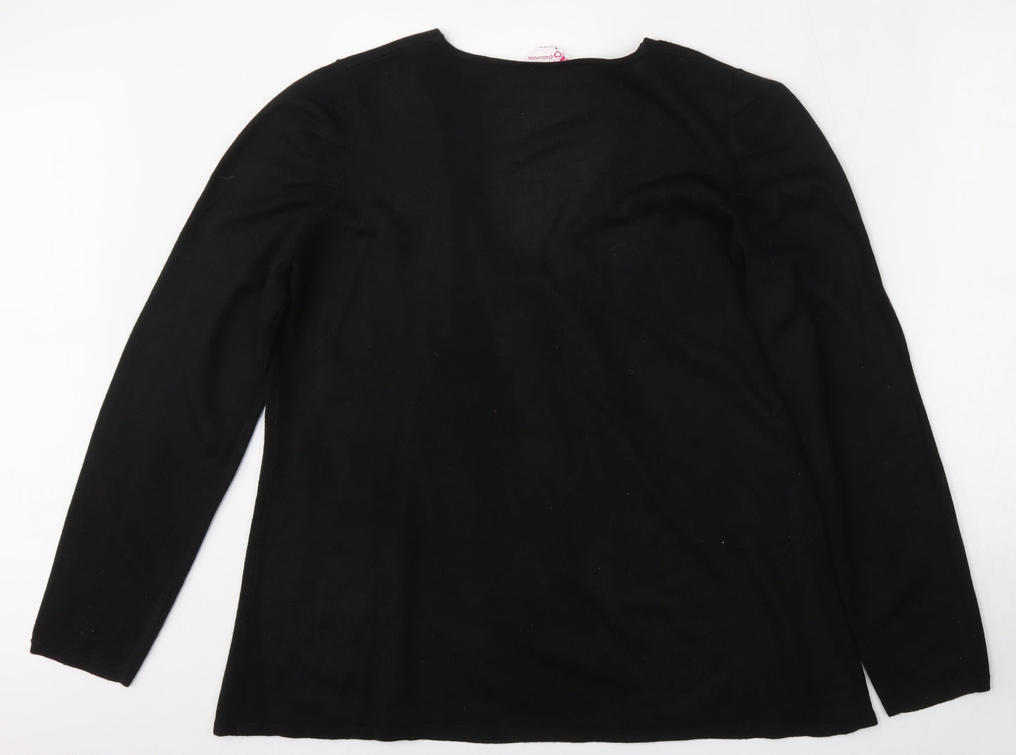 Glamorosa Womens Black V-Neck  Acrylic Pullover Jumper Size 18