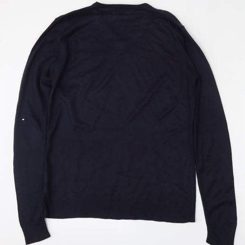 Brave Soul Mens Blue V-Neck  Acrylic Pullover Jumper Size S