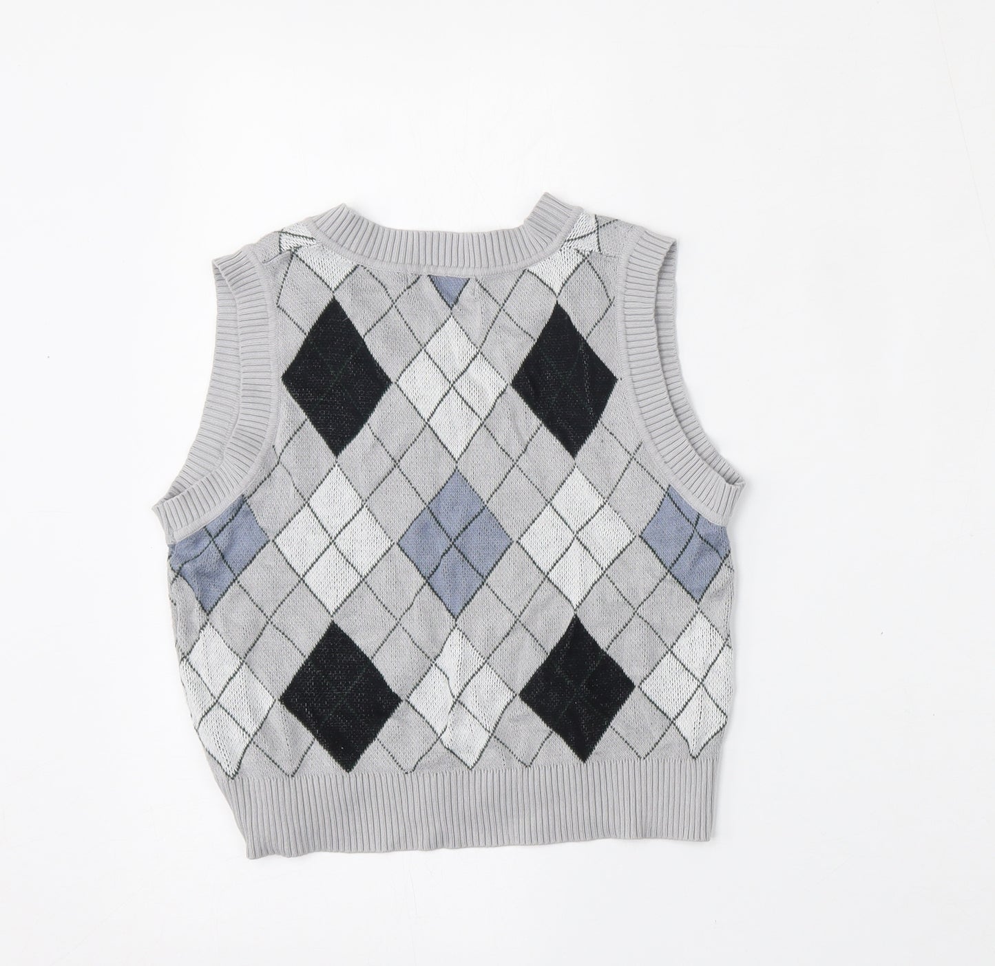 SheIn Boys Multicoloured V-Neck Argyle/Diamond Viscose Vest Jumper Size 11-12 Years