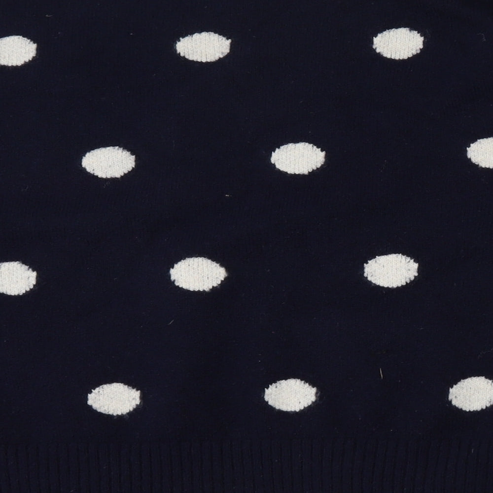 F&F Womens Blue Round Neck Polka Dot Polyester Pullover Jumper Size 12