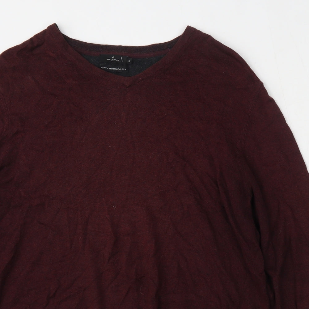 Jeff Banks Mens Red V-Neck  Polyester Vest Jumper Size XL
