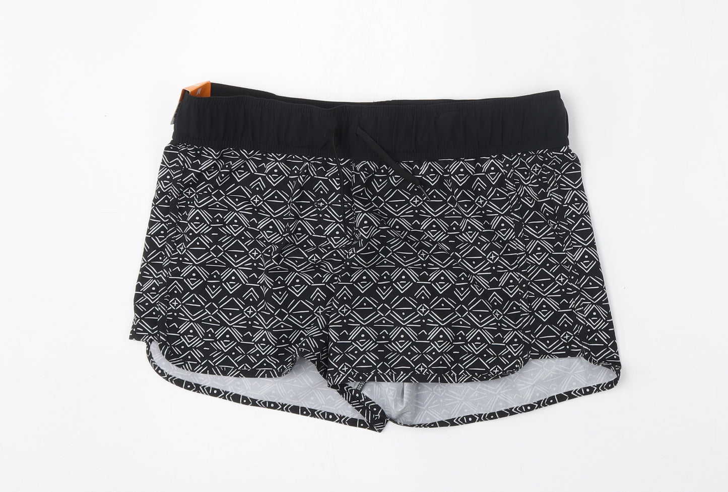 DECATHLON Womens Black Geometric Polyester Athletic Shorts Size 12 L4 in Regular