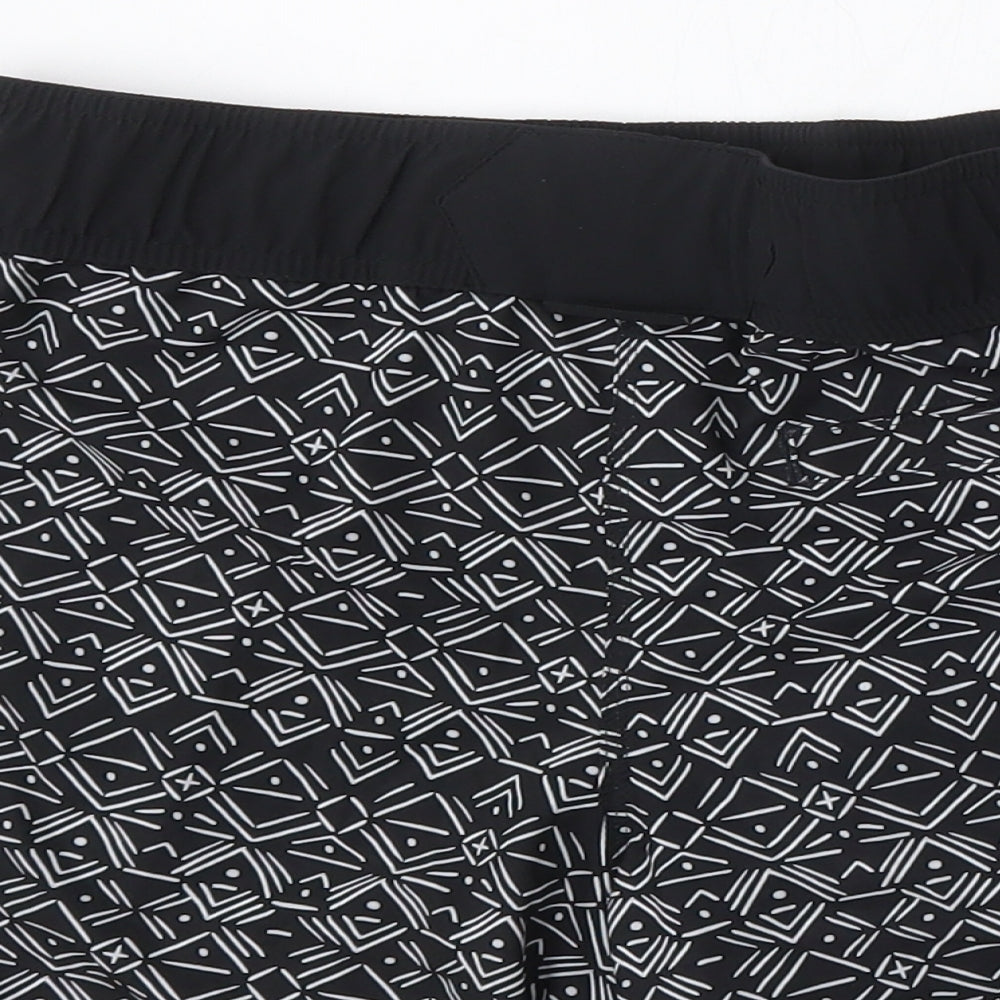 DECATHLON Womens Black Geometric Polyester Athletic Shorts Size 12 L4 in Regular