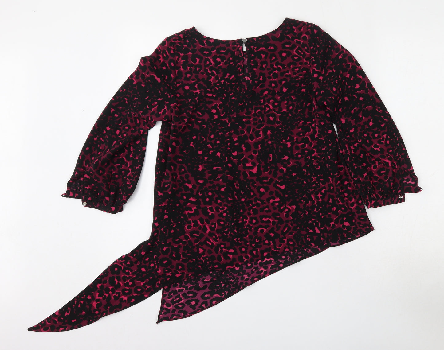 Debenhams Womens Pink Animal Print Polyester Basic T-Shirt Size 6 Round Neck