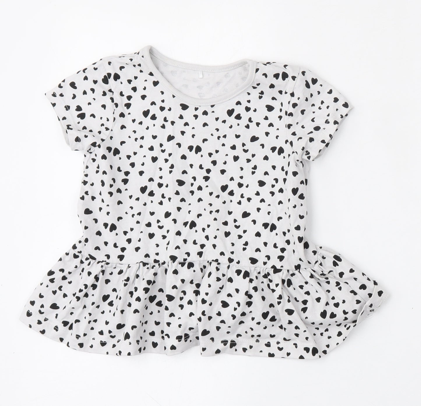 George Girls Grey Geometric Cotton Skater Dress  Size 3-4 Years  Round Neck