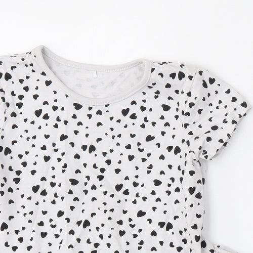 George Girls Grey Geometric Cotton Skater Dress  Size 3-4 Years  Round Neck