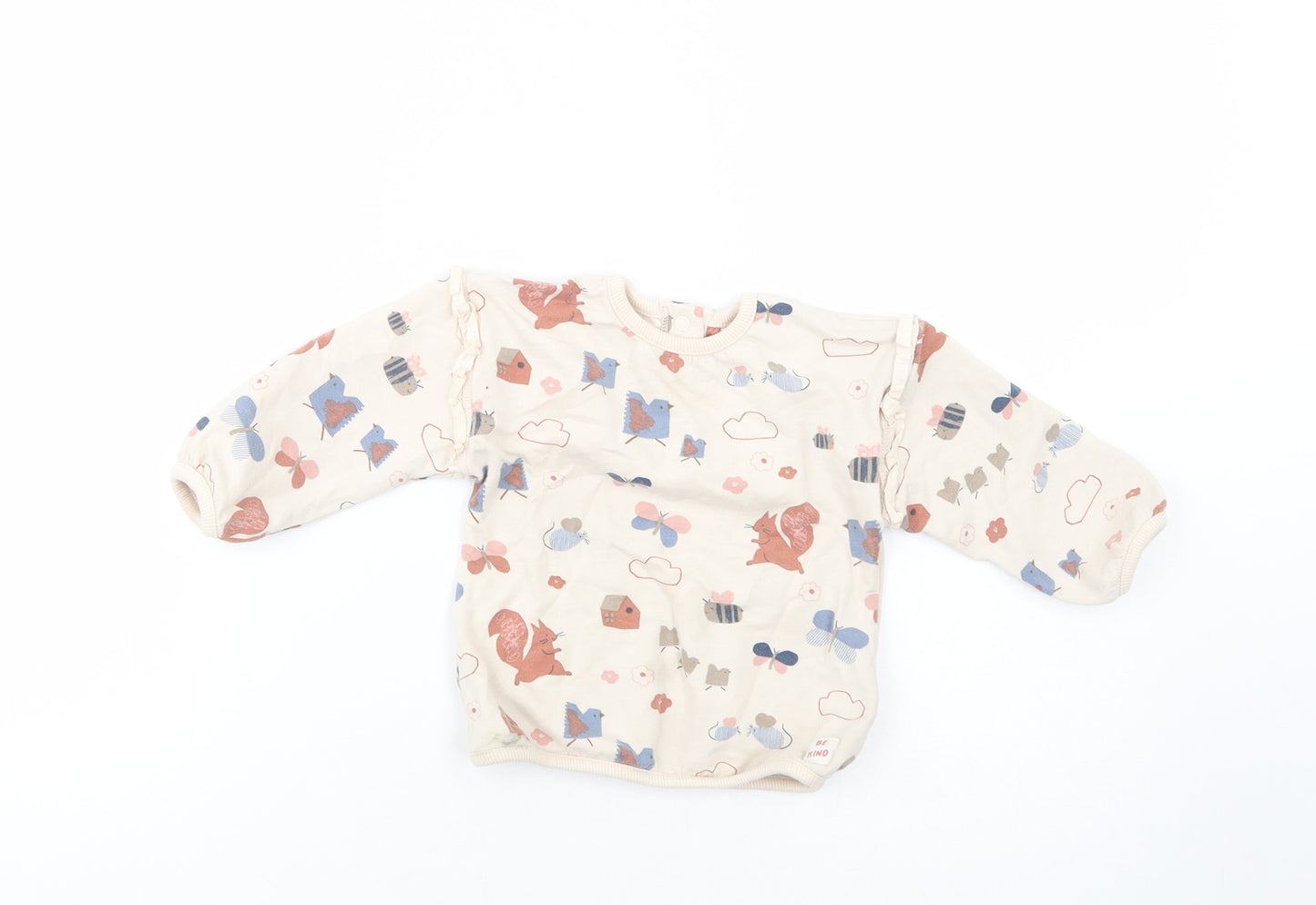 Marks and Spencer Baby Beige Geometric Cotton Pullover Jumper Size 12-18 Months  Snap - Squirrel