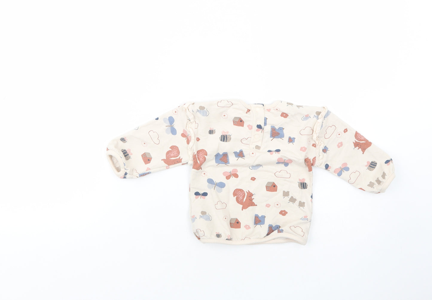 Marks and Spencer Baby Beige Geometric Cotton Pullover Jumper Size 12-18 Months  Snap - Squirrel