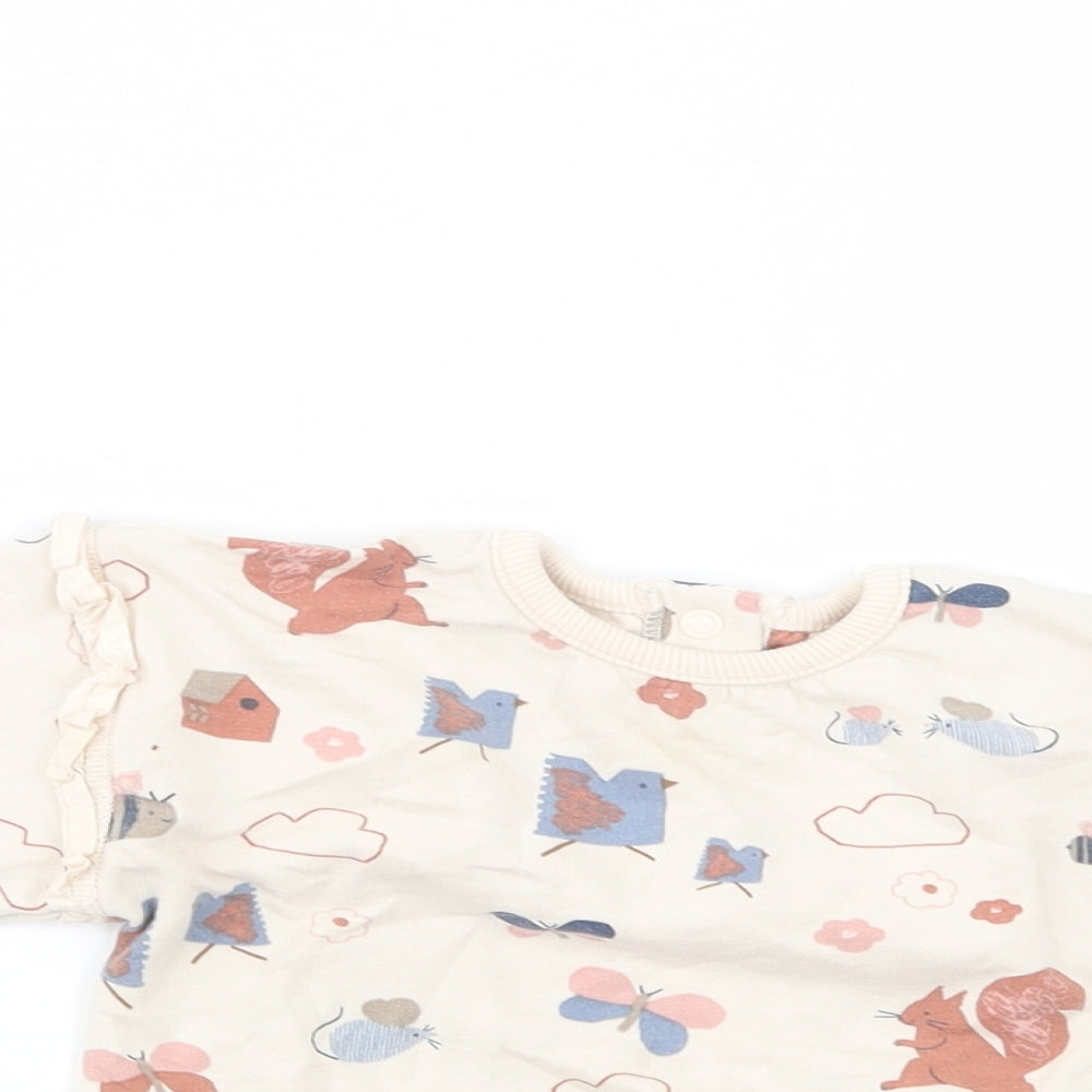 Marks and Spencer Baby Beige Geometric Cotton Pullover Jumper Size 12-18 Months  Snap - Squirrel