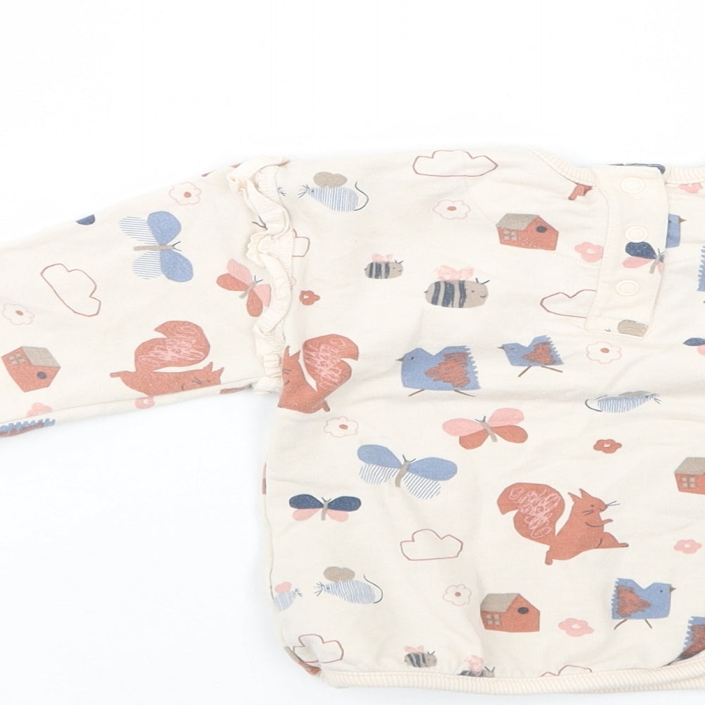Marks and Spencer Baby Beige Geometric Cotton Pullover Jumper Size 12-18 Months  Snap - Squirrel