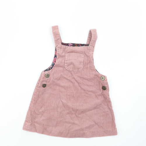 Dunnes Stores Baby Pink  Cotton Pinafore/Dungaree Dress  Size 18-24 Months  Square Neck Button