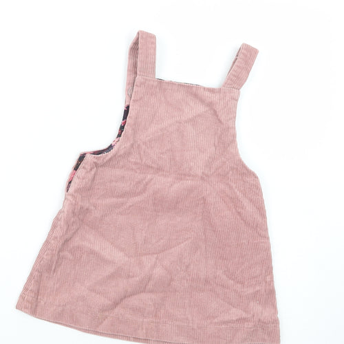 Dunnes Stores Baby Pink  Cotton Pinafore/Dungaree Dress  Size 18-24 Months  Square Neck Button