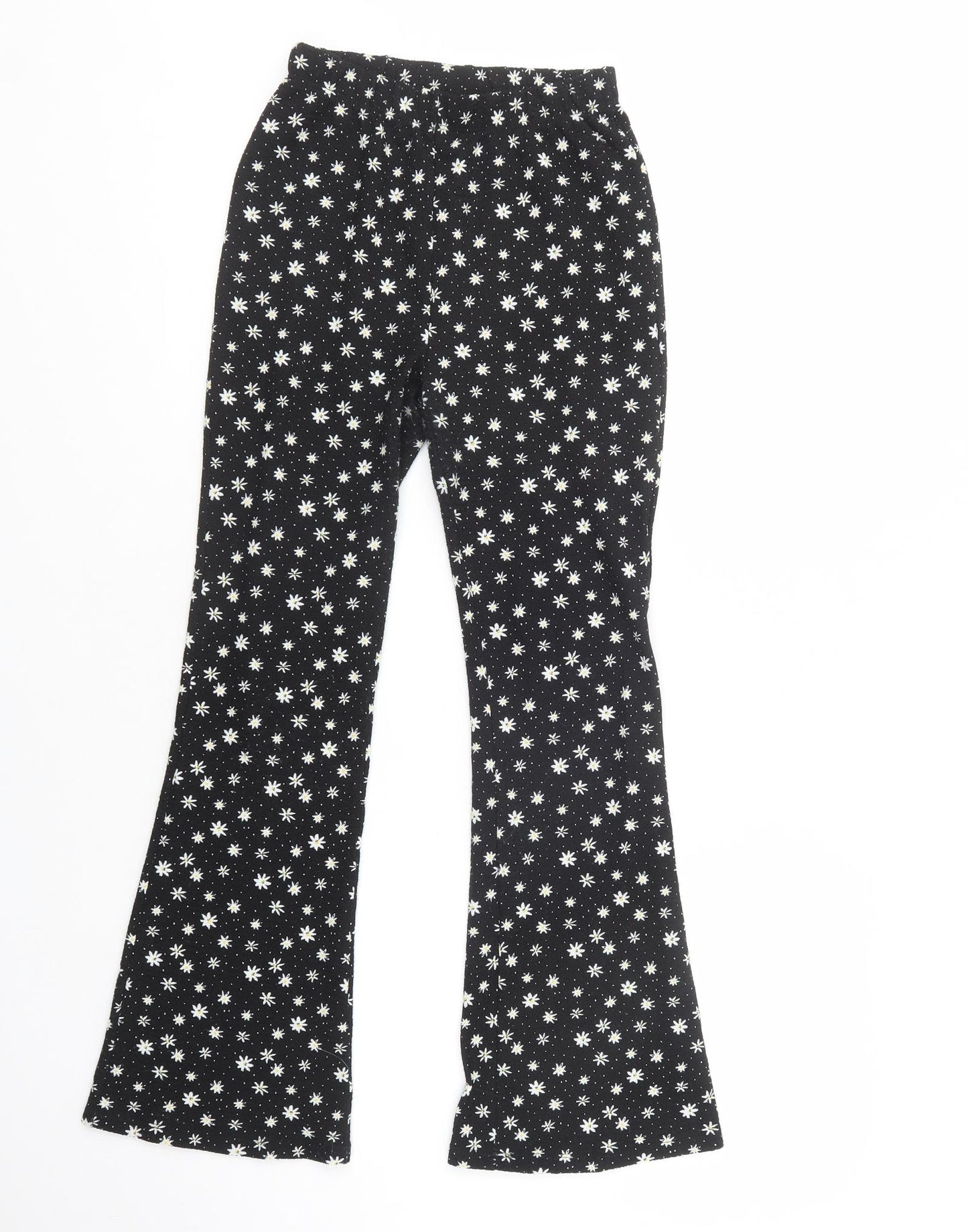 Matalan Girls Black Floral Polyester Jogger Trousers Size 11 Years  Regular
