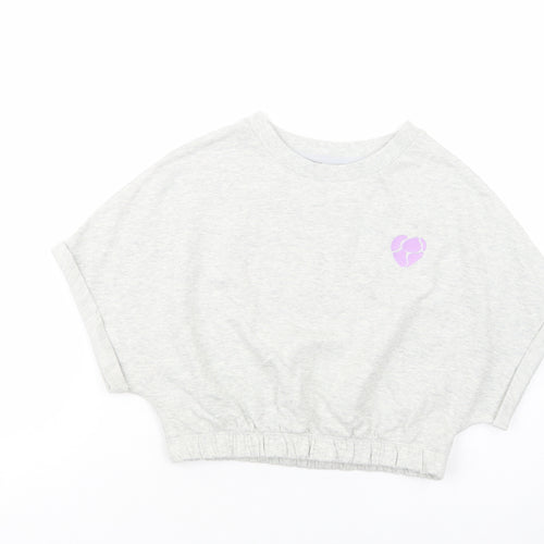 NEXT Girls Grey  Cotton Pullover Sweatshirt Size 11 Years  Pullover - Cropped