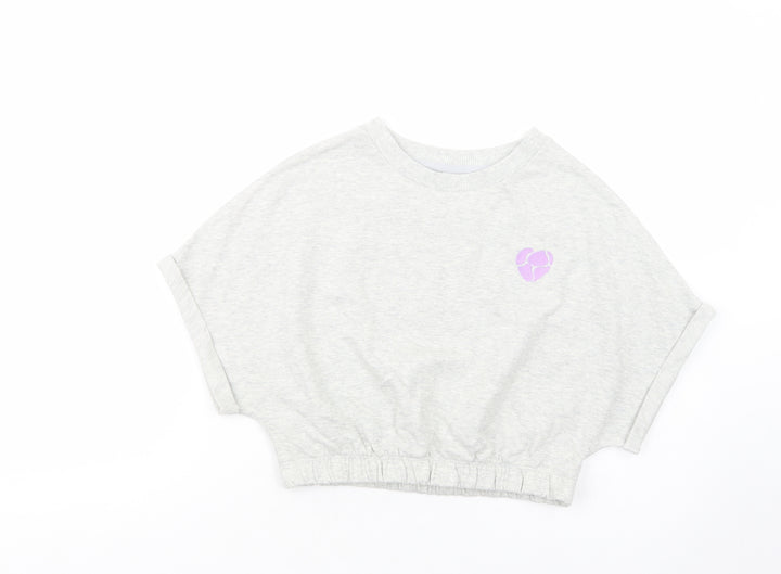 NEXT Girls Grey  Cotton Pullover Sweatshirt Size 11 Years  Pullover - Cropped