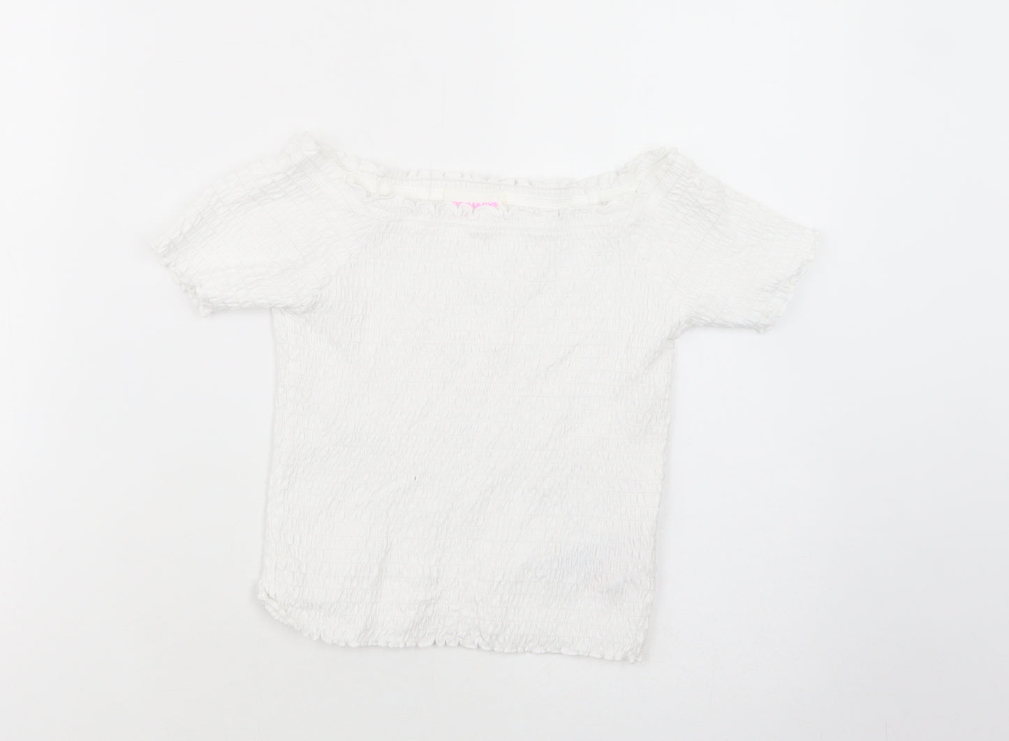 Primark Girls White  Cotton Pullover Blouse Size 11-12 Years Off the Shoulder Pullover