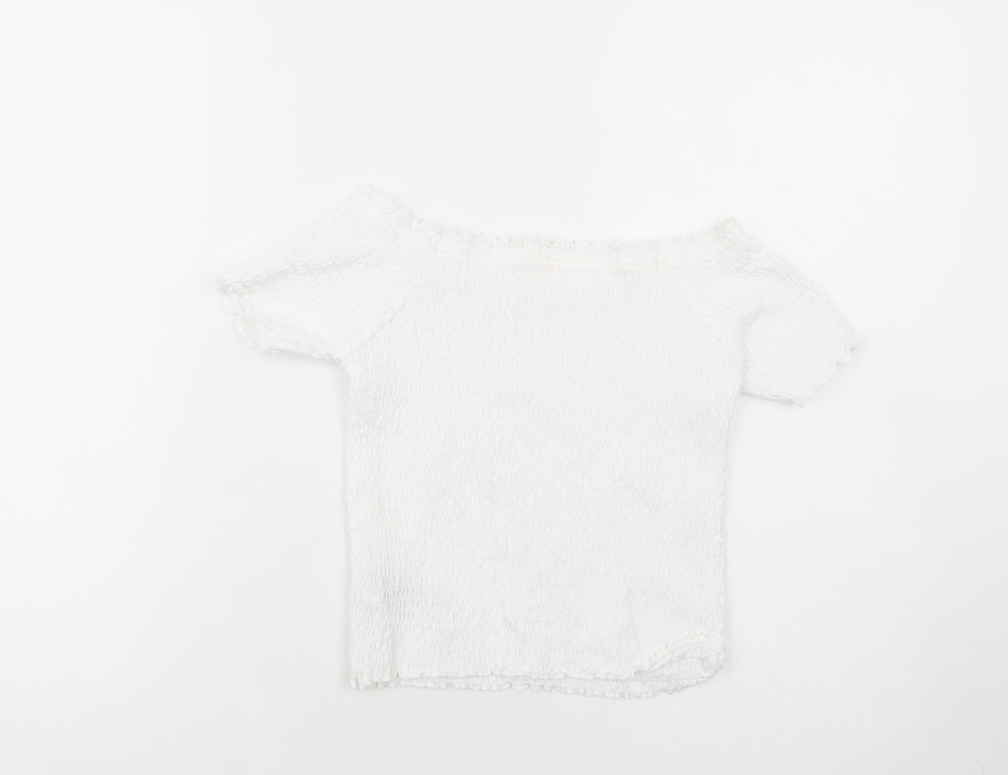 Primark Girls White  Cotton Pullover Blouse Size 11-12 Years Off the Shoulder Pullover